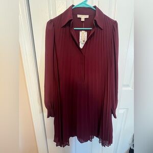 MICHAEL Michael Kors burgundy Long Sleeve Shirt Dress